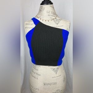 Snugishwears Medium Blue & Black One Strap Crop-Top for women